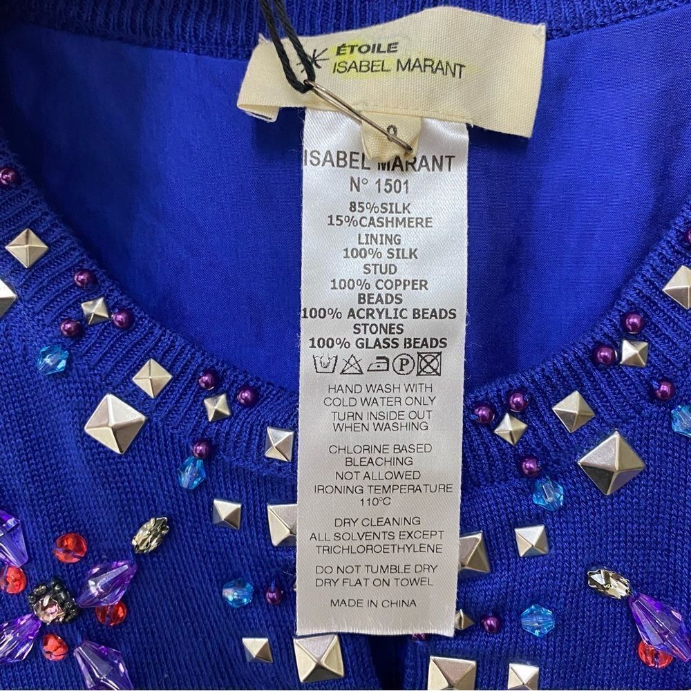 Isabel Marant Sergio Beaded Hook Silk And Cashmere Cardigan Size 0 - Picture 5 of 8